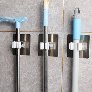 Self-adhesive Broom Mop Holder Home Space Saving Wall Suction Clip Hook 2PCS