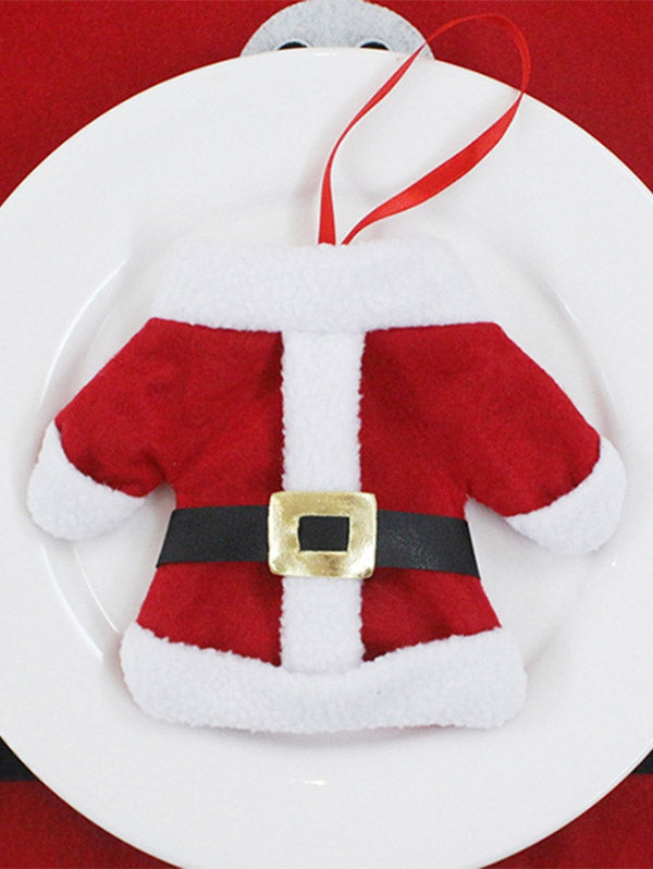Christmas Table Decor Santa Clothes Tableware Holder Bag