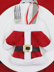 Christmas Table Decor Santa Clothes Tableware Holder Bag