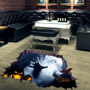 Halloween 3D Hand Pumpkin Wall Art Sticker