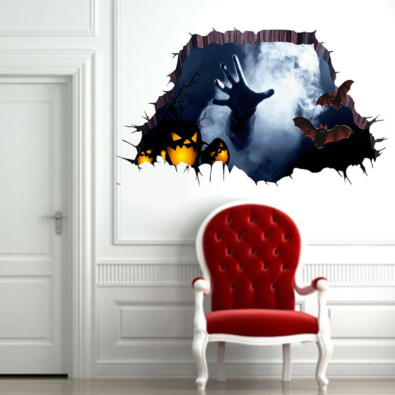 Halloween 3D Hand Pumpkin Wall Art Sticker