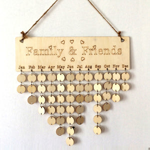 DIY Wooden Family And Friends Birthday Calendar Reminder Board