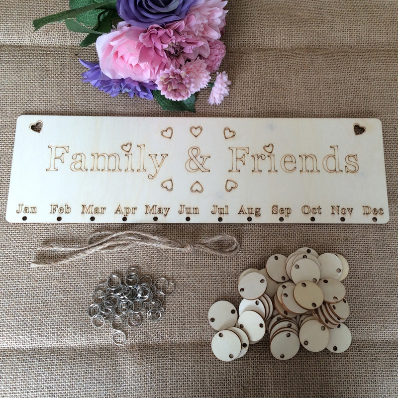 DIY Wooden Family And Friends Birthday Calendar Reminder Board