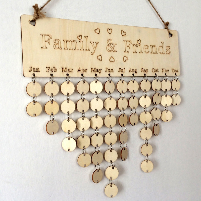 DIY Wooden Family And Friends Birthday Calendar Reminder Board