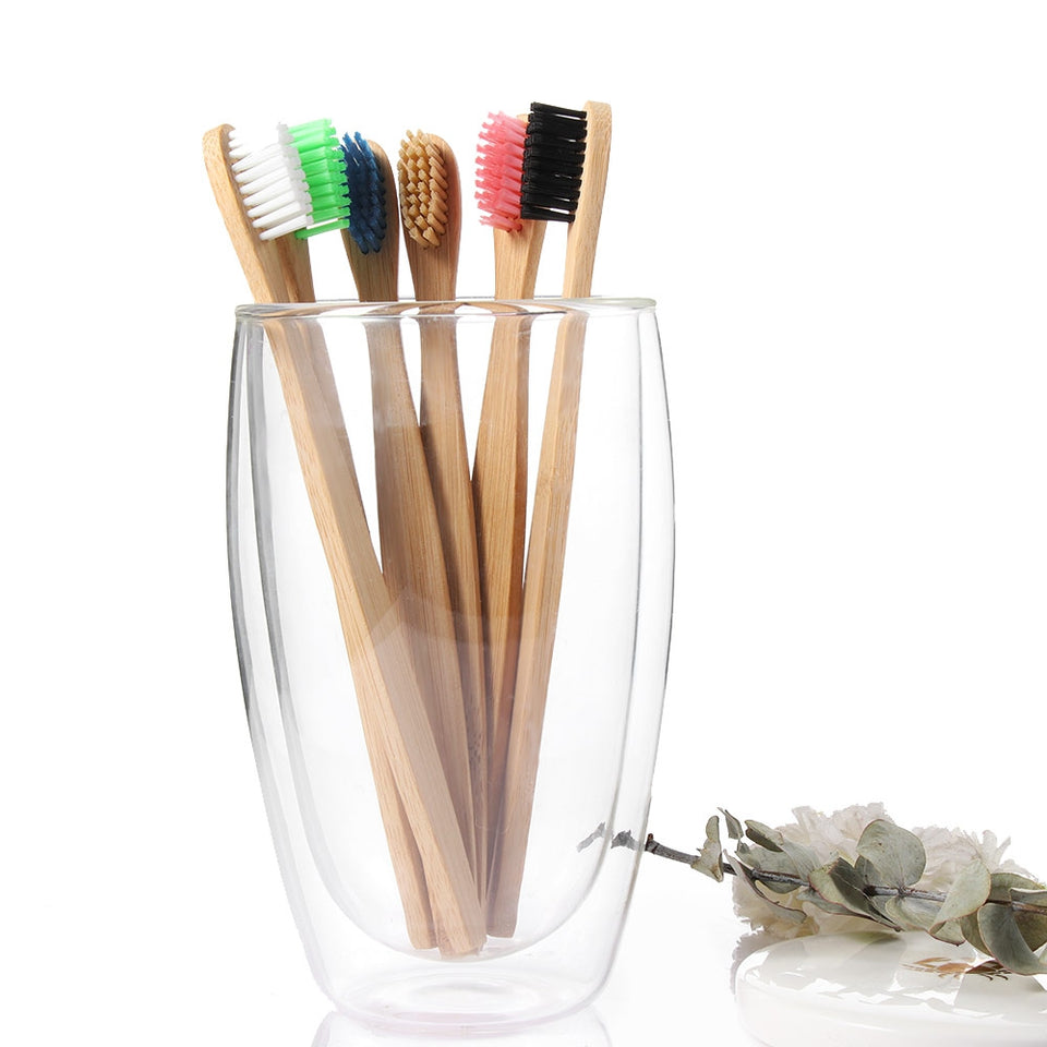 Nylon Fiber Brush Bamboo Handle Toothbrush