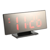 Digital Mirror Surface Alarm Clock with Large LED Display USB Port for Bedroom