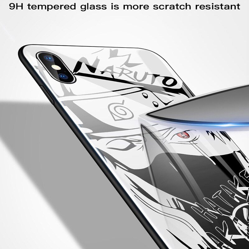 Funda de teléfono de vidrio templado de dibujos animados Naruto para iPhone XSmax XR XS X 8 7 6s 6 Plus cubierta de lujo funda Coque para iPhone 7Plus 8Plus
