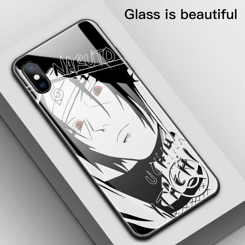 Funda de teléfono de vidrio templado de dibujos animados Naruto para iPhone XSmax XR XS X 8 7 6s 6 Plus cubierta de lujo funda Coque para iPhone 7Plus 8Plus