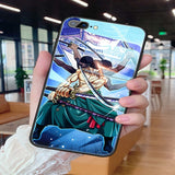 Funda de teléfono de vidrio templado Luffy Zoro de una pieza de dibujos animados para iPhone XSmax XR XS X 8 7 6s 6 plus cubierta de lujo Funda Coque