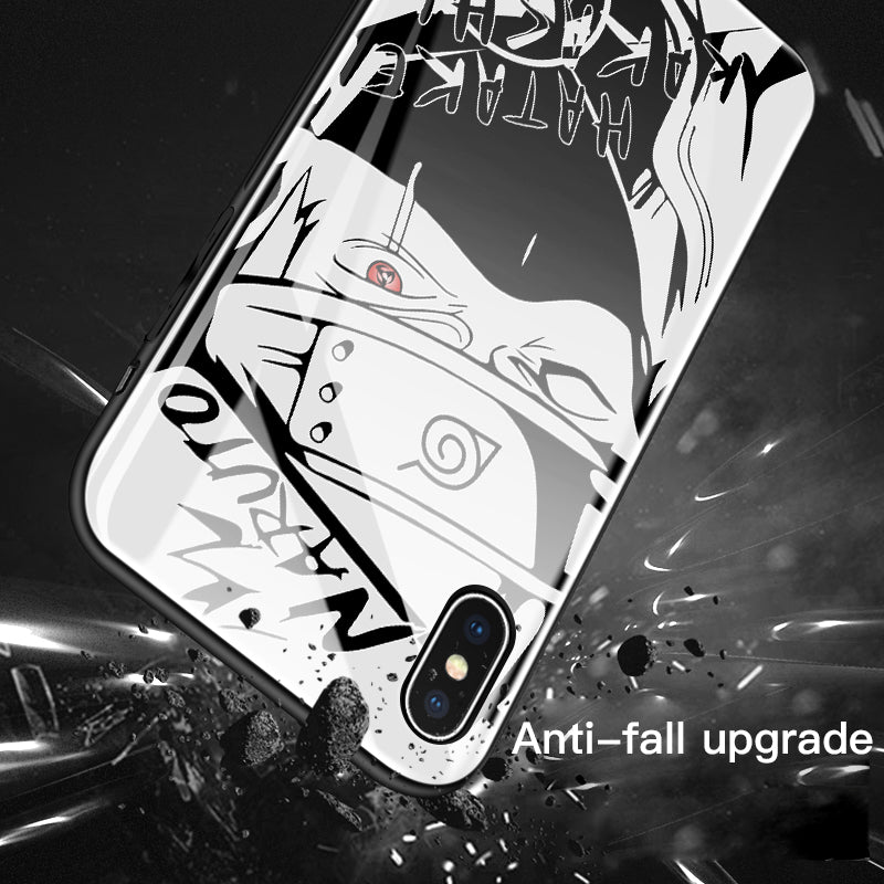 Funda de teléfono de vidrio templado de dibujos animados Naruto para iPhone XSmax XR XS X 8 7 6s 6 Plus cubierta de lujo funda Coque para iPhone 7Plus 8Plus