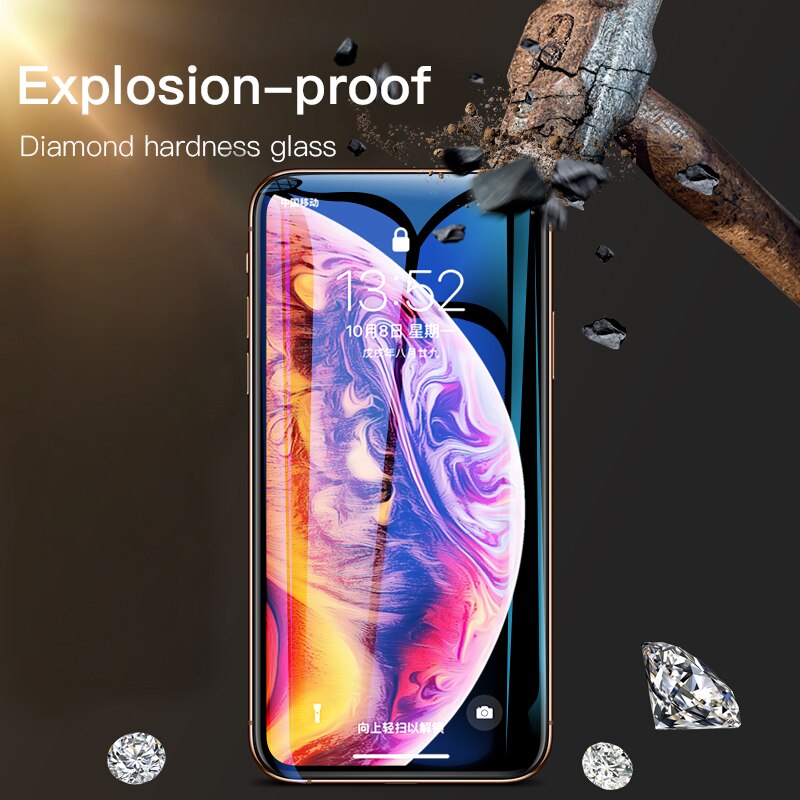 Protector de pantalla HD transparente de vidrio templado para iPhone 7 8 6 6 s Plus película protectora de cubierta completa para iPhone XSMax XR m X XS X