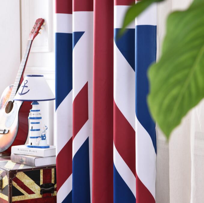 INS dibujos animados bandera británica rayas cortinas opacas para habitación de niños cortina impresa sala de estar dormitorio ventana tratamiento dormitorio