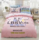 Conjunto de ropa de cama de algodón grueso con estampado de dibujos animados Popular Americano
