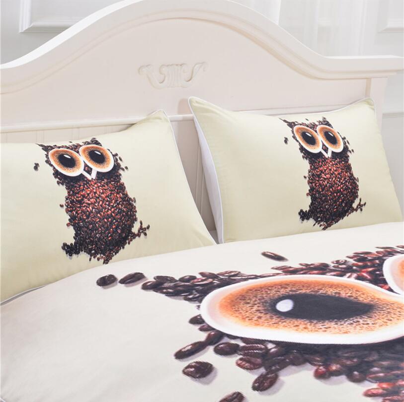 Nueva funda de edredón de búho 3 piezas conjunto de ropa de cama 3d de dibujos animados para niños funda de edredón de algodón y fundas de almohada doble reina tamaño king