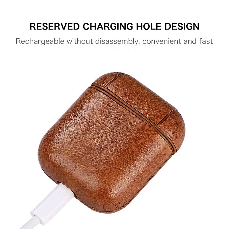 Funda de cuero de lujo para auriculares inalámbricos Bluetooth para Apple AirPods Funda de protección Ultra fina de PU para Airpods caja de carga Funda