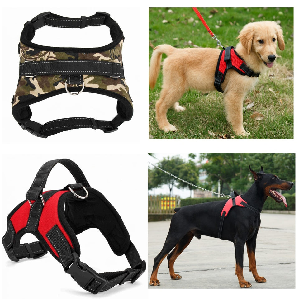 Arnés de Nylon para perro de alta resistencia ajustable acolchado Extra Grande Mediano pequeño arnés de perro chaleco para perros Husky suministros