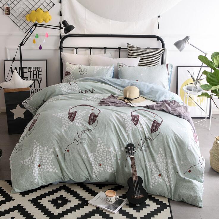 3/4 piezas de dibujos animados impreso ropa de cama 100% algodón doble rey tamaño rosa azul buho edredón cubierta de dibujos animados sábana de cama ropa de cama