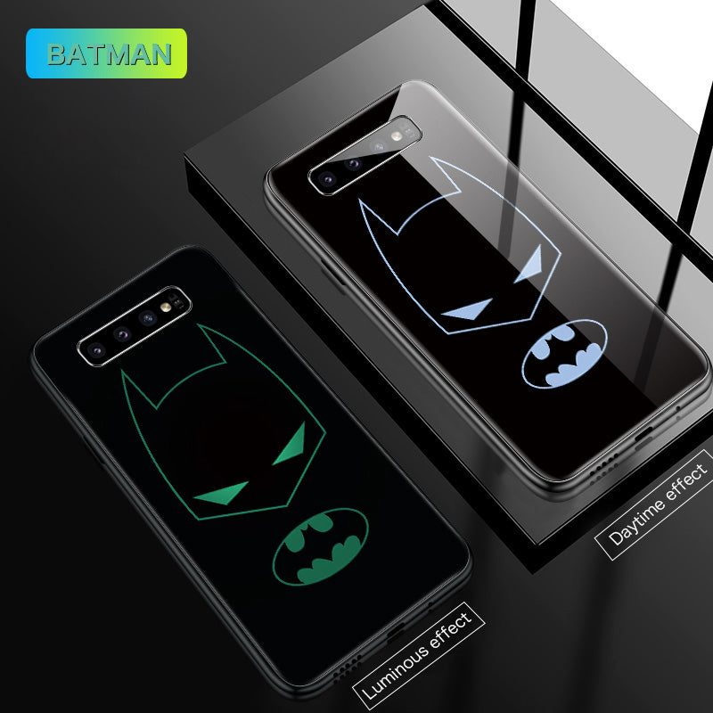El capitán Marvel Hombre de Hierro Batman luminosa de caso de teléfono para Samsung Galaxy S8 S9 S10 e 5G Plus 8 9 10 cubierta Coque Funda