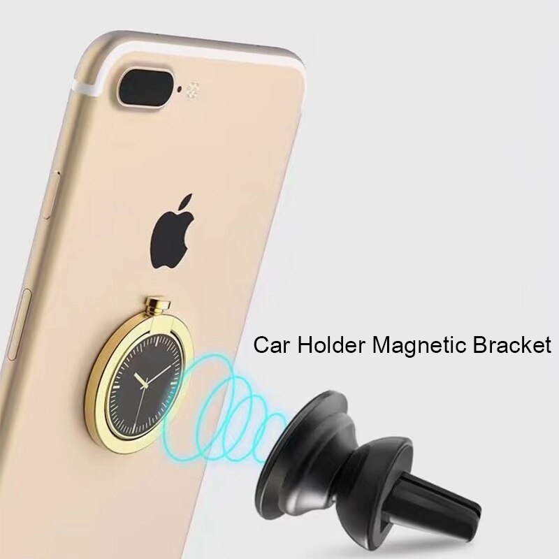 Soporte de anillo de reloj de Metal de oro giratorio 360 para teléfono móvil soporte de aluminio imán soporte de teléfono de coche anillo de dedo Universal