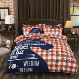 3/4 piezas Juego de cama de dibujos animados 100% algodón doble reina rey tamaño rosa azul búho edredón funda de edredón de dibujos animados sábana ropa de cama ropa de cama