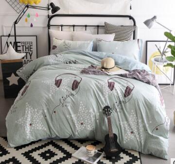 3/4 piezas de dibujos animados impreso ropa de cama 100% algodón doble rey tamaño rosa azul buho edredón cubierta de dibujos animados sábana de cama ropa de cama