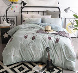 3/4 piezas de dibujos animados impreso ropa de cama 100% algodón doble rey tamaño rosa azul buho edredón cubierta de dibujos animados sábana de cama ropa de cama