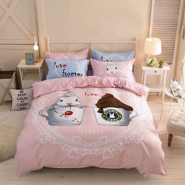 Conjunto de ropa de cama de algodón grueso con estampado de dibujos animados Popular Americano