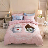 Conjunto de ropa de cama de algodón grueso con estampado de dibujos animados Popular Americano