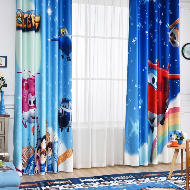 Cortina de la ventana de la historieta azul de los niños de la Sala de estar de los niños del dormitorio de la tela pura niños Cortina Para Sala tratamiento de la ventana 70% sombra