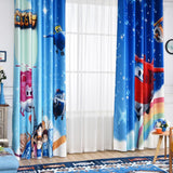 Cortina de la ventana de la historieta azul de los niños de la Sala de estar de los niños del dormitorio de la tela pura niños Cortina Para Sala tratamiento de la ventana 70% sombra