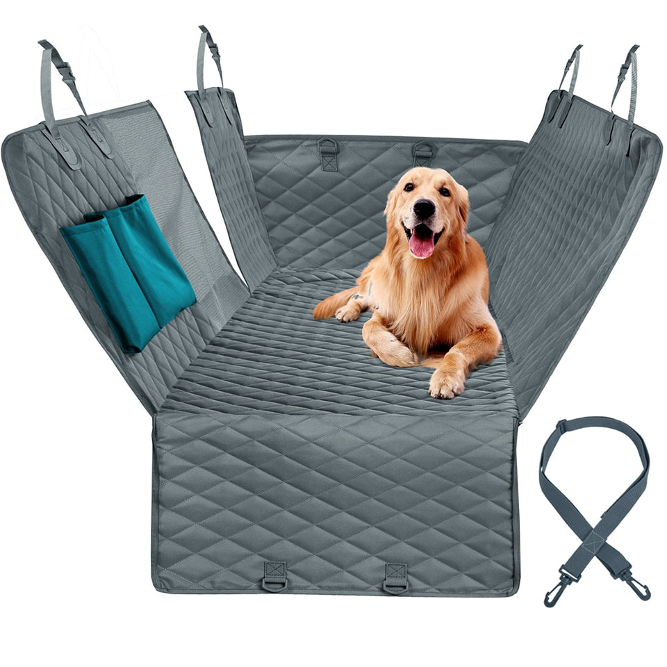 Funda de asiento de coche para perro con malla impermeable para mascotas, funda de asiento trasero para coche, Protector de cojín de hamaca con cremallera y bolsillos