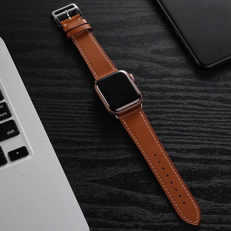 Correa de cuero de lujo para Apple Watch serie 1, 2, 3, 4 Simple banda deportiva para Apple Watch Correa accesorios para 40 42mm pulsera
