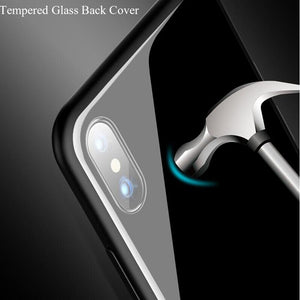 Funda magnética de lujo de marcas Funda Original de cristal para iphone x 6 6 s Funda trasera 8 7 Plus con soporte de anillo de dedo