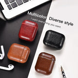 Funda de cuero de lujo para auriculares inalámbricos Bluetooth para Apple AirPods Funda de protección Ultra fina de PU para Airpods caja de carga Funda