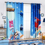 Cortina de la ventana de la historieta azul de los niños de la Sala de estar de los niños del dormitorio de la tela pura niños Cortina Para Sala tratamiento de la ventana 70% sombra