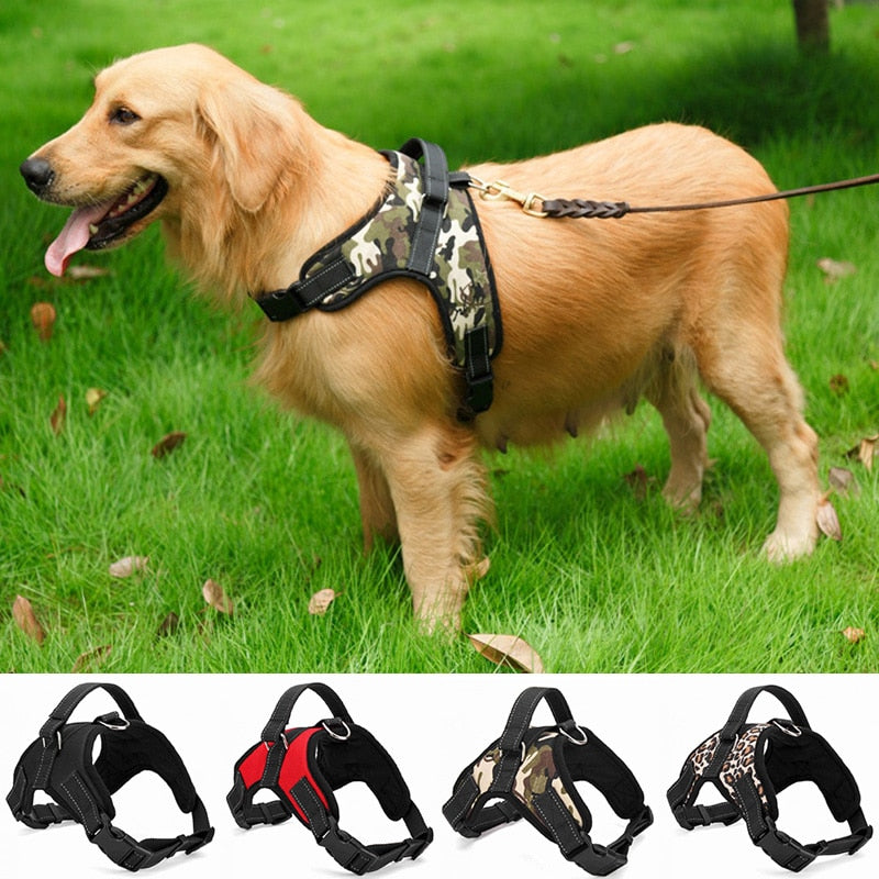 Arnés de Nylon para perro de alta resistencia ajustable acolchado Extra Grande Mediano pequeño arnés de perro chaleco para perros Husky suministros