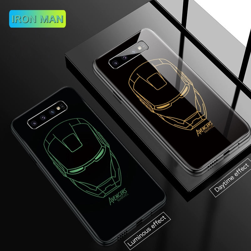 El capitán Marvel Hombre de Hierro Batman luminosa de caso de teléfono para Samsung Galaxy S8 S9 S10 e 5G Plus 8 9 10 cubierta Coque Funda