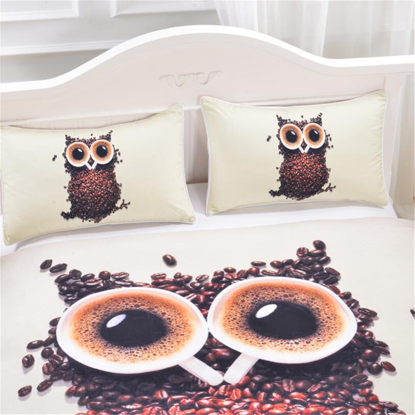 Nueva funda de edredón de búho 3 piezas conjunto de ropa de cama 3d de dibujos animados para niños funda de edredón de algodón y fundas de almohada doble reina tamaño king