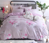 3/4 piezas de dibujos animados impreso ropa de cama 100% algodón doble rey tamaño rosa azul buho edredón cubierta de dibujos animados sábana de cama ropa de cama