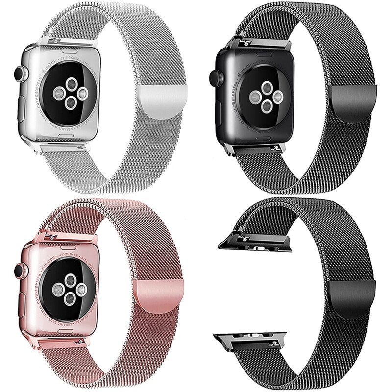 Pulsera Milanese Loop Correa de acero inoxidable para Apple Watch serie 1, 2, 3, 4 magnético banda ajustable para Apple Watch Correa 38 40 42mm