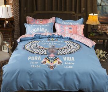 Conjunto de ropa de cama de algodón grueso con estampado de dibujos animados Popular Americano