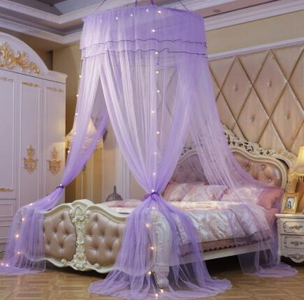 Princesa mosquitera doble cama cortinas cortina de dormir dosel red Full Queen King Size Net 120 cm diamter led regalo Luz