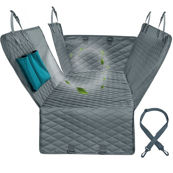 Funda de asiento de coche para perro con malla impermeable para mascotas, funda de asiento trasero para coche, Protector de cojín de hamaca con cremallera y bolsillos