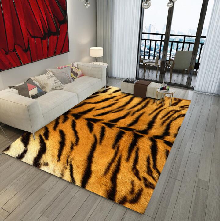 Alfombra de franela de gran tamaño Estilo nórdico alfombra de leopardo de imitación de animales sala de estar alfombra de dormitorio manta suave alfombra de suelo