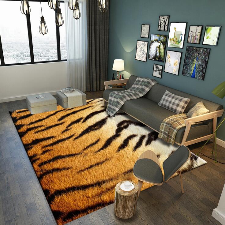 Alfombra de franela de gran tamaño Estilo nórdico alfombra de leopardo de imitación de animales sala de estar alfombra de dormitorio manta suave alfombra de suelo