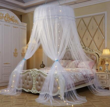 Princesa mosquitera doble cama cortinas cortina de dormir dosel red Full Queen King Size Net 120 cm diamter led regalo Luz