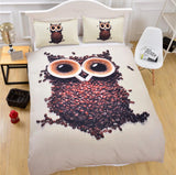 Nueva funda de edredón de búho 3 piezas conjunto de ropa de cama 3d de dibujos animados para niños funda de edredón de algodón y fundas de almohada doble reina tamaño king