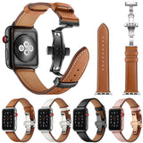 Correa de cuero de lujo para Apple Watch serie 1, 2, 3, 4 Cierre de mariposa banda Apple Watch Correa accesorios para 40 42 44mm