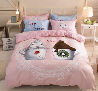 Conjunto de ropa de cama de algodón grueso con estampado de dibujos animados Popular Americano