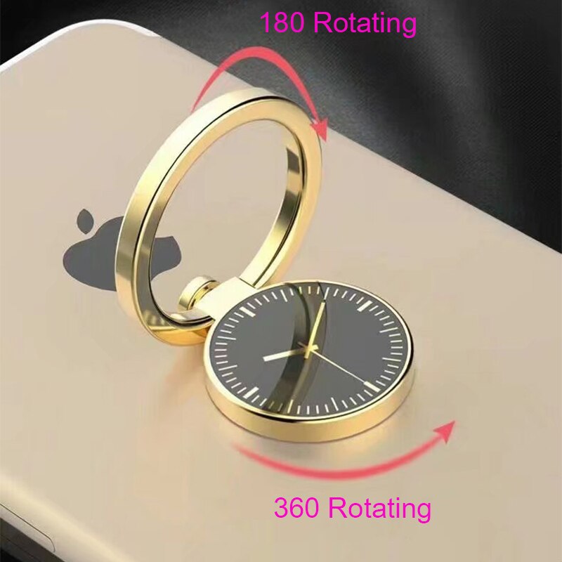 Soporte de anillo de reloj de Metal de oro giratorio 360 para teléfono móvil soporte de aluminio imán soporte de teléfono de coche anillo de dedo Universal